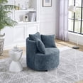 thumbnail image 2 of ARCTICSCORPION Chenille Upholstered Swivel Chair, Modern Accent Chair Arm Chair with 4 Movable Wheels, 3 Pillows, Button Tufted for Living Room Office, Navy, 2 of 9