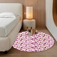 thumbnail image 2 of Gradient Red Leaf Round Area&nbsp;Rug 7ft Vintage Spring Watercolor Red Pink Leaves Plant Non-Slip&nbsp;Washable Circle Rugs Soft Felt Indoor Floor Mat for Bedroom Kitchen Living Room Bathroom, 2 of 9