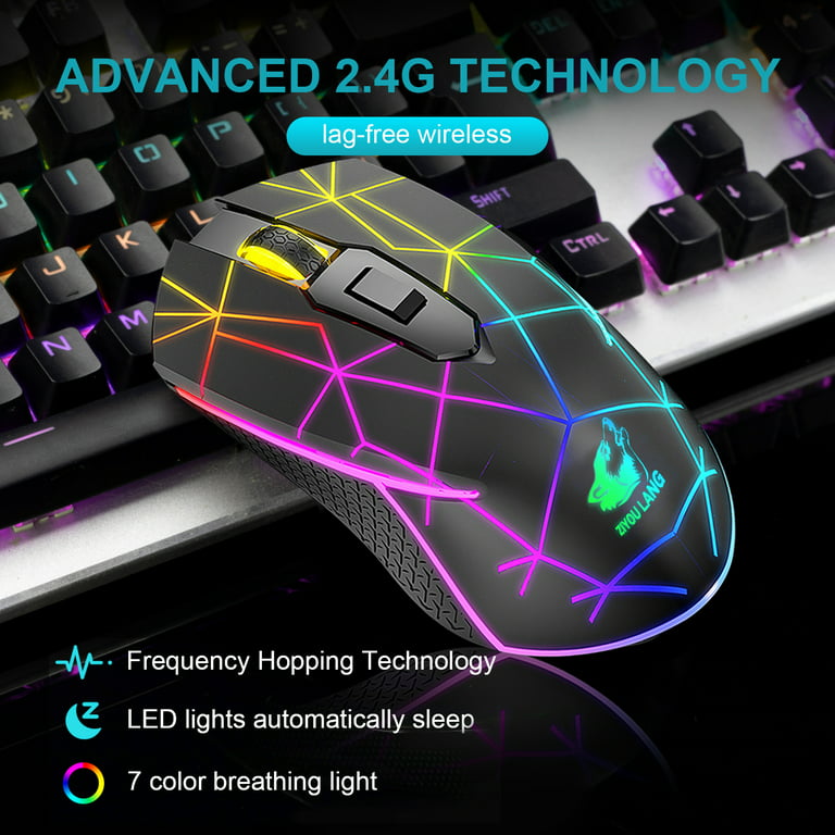 UK Lightweight Gaming Mouse RGB Backlit Wireless Rechargeable for PC Laptop  Mac