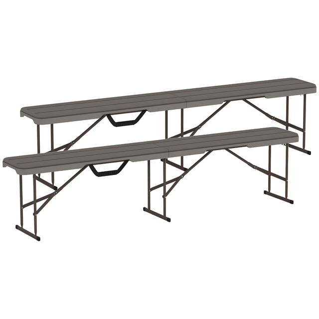 Outsunny Banc Pliant en Plastique de 6 Pi, Siège de Banc Portable, Brun Vieilli