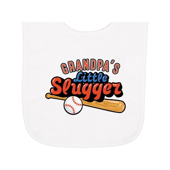 Inktastic Grandpa's Little Slugger Baby Terry Cloth Bib