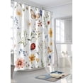 thumbnail image 3 of Shower Curtains Watercolor Flower Butterfly Bath Curtain Plant Leaf Waterproof Bathroom Shower Curtain Set with Hooks Decoration 72 x 84 Inches, 3 of 7