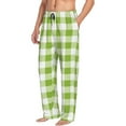 thumbnail image 6 of Naloa White Green Plaid Pajama Pants Men, PJ Bottoms, Sleep & Lounge Pants-X-Large, 6 of 6