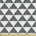 thumbnail image 1 of Abstract Fabric by the Yard Upholstery, Art Deco Inspired Triangles Stripes Motif Pattern on Plain Backdrop, Decorative Fabric for DIY and Home Accents, White and Charcoal Grey by Ambesonne, 1 of 5