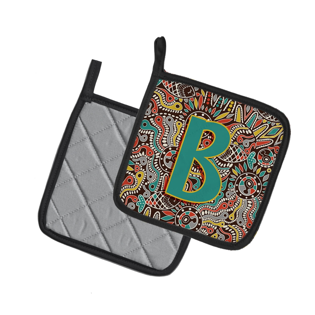 Carolines Treasures CJ2013-BPTHD Letter B Retro Tribal Alphabet Initial Pair of Pot Holders, 7.5HX7.5W, multicolor