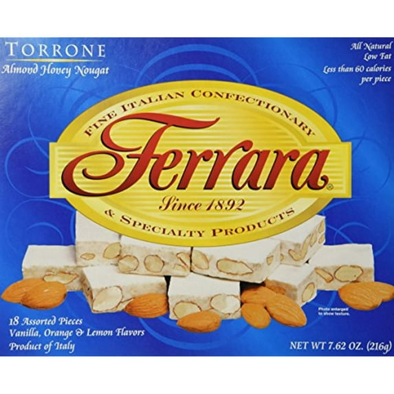 Ferrara - Italian Torrone 18 Pc. (Almond Honey Nougat Candy), (Pack Of 2)- 7.62 Oz. Boxes