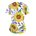thumbnail image 3 of JULMCOMO Scrubs for Women Clearance Fun Sunflower Pattern Short Sleeve Scrubs Shirt Basic V-Neck Working Uniform Plus Size Workwear Tee with Side Pockets Yellow 5XL, 3 of 3