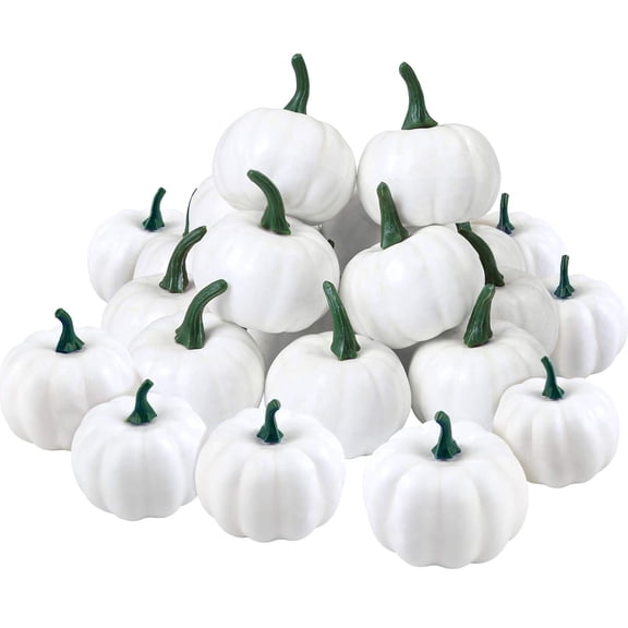 Elcoho 16 Pack Small Artificial Lifelike Pumpkin Fall Harvest Mini Pumpkins for Home Garden, Fall Harvest Decor, Thanksgiving or Halloween Decoration