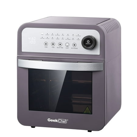 Geek Chef Air Fry Oven  Countertop Toaster Oven with Rotisserie and Dehydrator  3-Rack Levels  BPA Free  16 Preset Modes (12Qt 1600W)