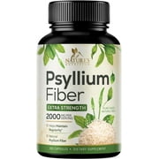 Psyllium Husk Powder Capsules 2000mg, Natural Daily Soluble & Insoluble Fiber Pills, Psyllium Husk Fiber Supplement Supports Digestion Colon Health & Regularity, Plant Based Supplement - 180 Capsules