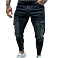 thumbnail image 5 of FNFYFH Men's Slim Fit Stretch Cargo Jeans Ripped Skinny Pants Side Pockets Design Casual Streetwear with Pockets, 5 of 9