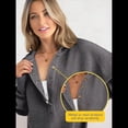 thumbnail image 4 of Sudadera con Capucha de Larga Extragrande para Mujer, Cuello en V, Botones y Abertura Lateral, Estilo Informal. Gris L, 4 of 9