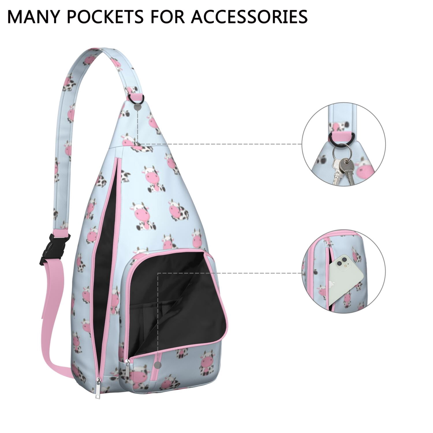 Vintage Highland Cow Print Sling Backpack – Cute Farmhouse Floral Cow Crossbody Bag for Women & Men, Lightweight Hiking Daypack