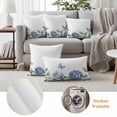 thumbnail image 6 of Spring Blue Purple Hydrangea Pillow Covers 2 Pack Country Watercolor Floral Butterfly Leaf Pillowcase Waterproof Outdoor Throw Pillow Cover for Patio Balcony Rectangular Cushion 20”x12”, 6 of 9