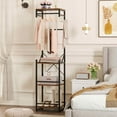 thumbnail image 4 of Costway Freestanding Coat Rack with 4 Storage Shelves 6 Hooks & 3 Hanging Rods for Entryway, 4 of 10