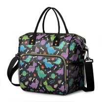 Space Dinosaur with Crown Pattern Womens Lunch Box for Work,Insulated Large Lunch Bag for Tween and Teen,Loncheras Para Mujer,Leakproof Adult Lunch Bag for Work,Beach,Travel,Picnic,Camping