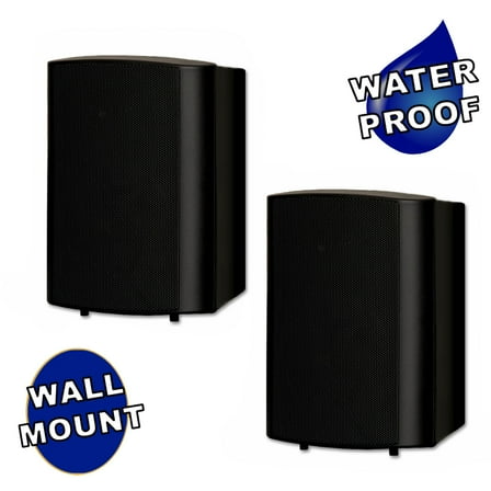 Theater Solutions TS425ODB Indoor or Outdoor Speakers Weatherproof Mountable Black Pair