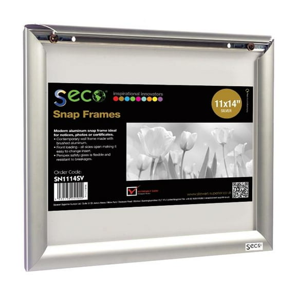 Seco 11 x 14 in. Front Load Easy Open Snap Poster-Picture Silver Anodized Aluminum Frame