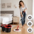 thumbnail image 4 of Spin Mop and Bucket Set with Wringer, 3 Microfiber Refills, 360° Rotating Mop for Floor Cleaning, 4 of 11