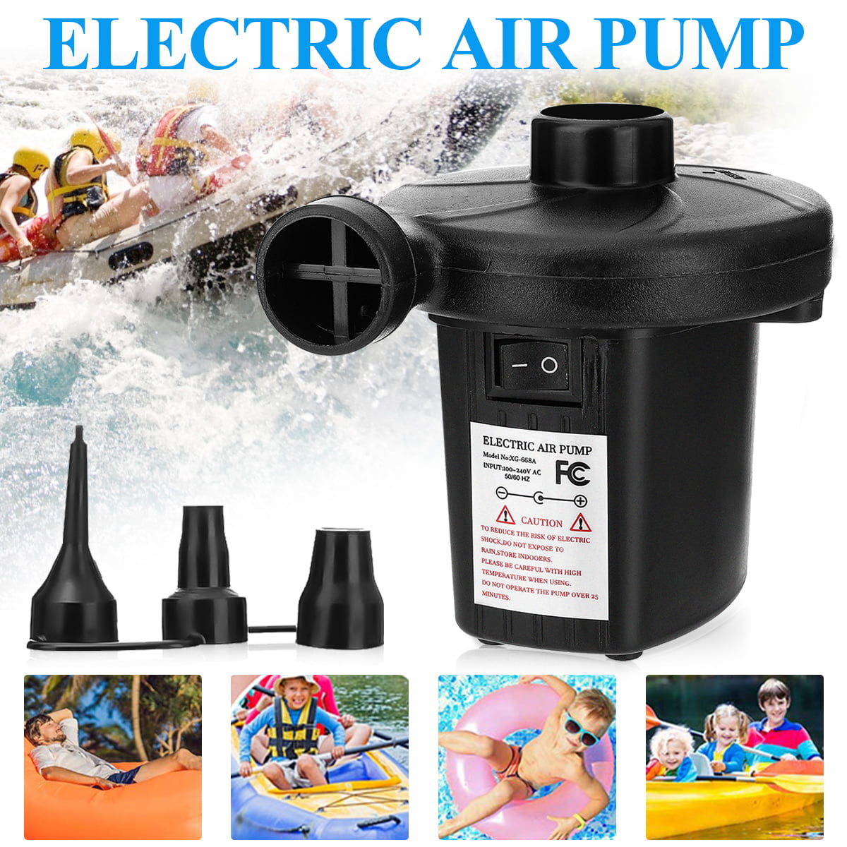 Electric Air Pump 2V Portable Kayaks Pump Inflatable inflator 12V Quick Fill Air Pump for Air Mattress Pool Boat Raft Bed