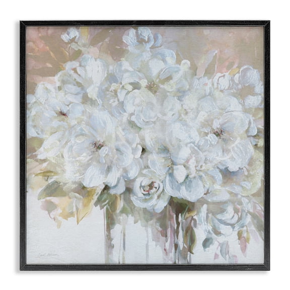 Stupell Industries Farmhouse Soft White Bouquet Serenity Black Framed Giclee Art, 12 x 12, by Carol Robinson