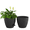 Black, variant on FIASON 2 Pack Plastic 12 Inch Black Grey with Brown Self Watering Plant Pots for Indoor Outdoor,Large Flower Pots Include Drainage Holes and Saucer