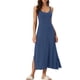 thumbnail image 2 of Vestido de pijama para mujer INSPIRE CHIC con tirantes de espagueti, escote redondo, espalda cruzada, camisón largo XL en azul oscuro, 2 of 6