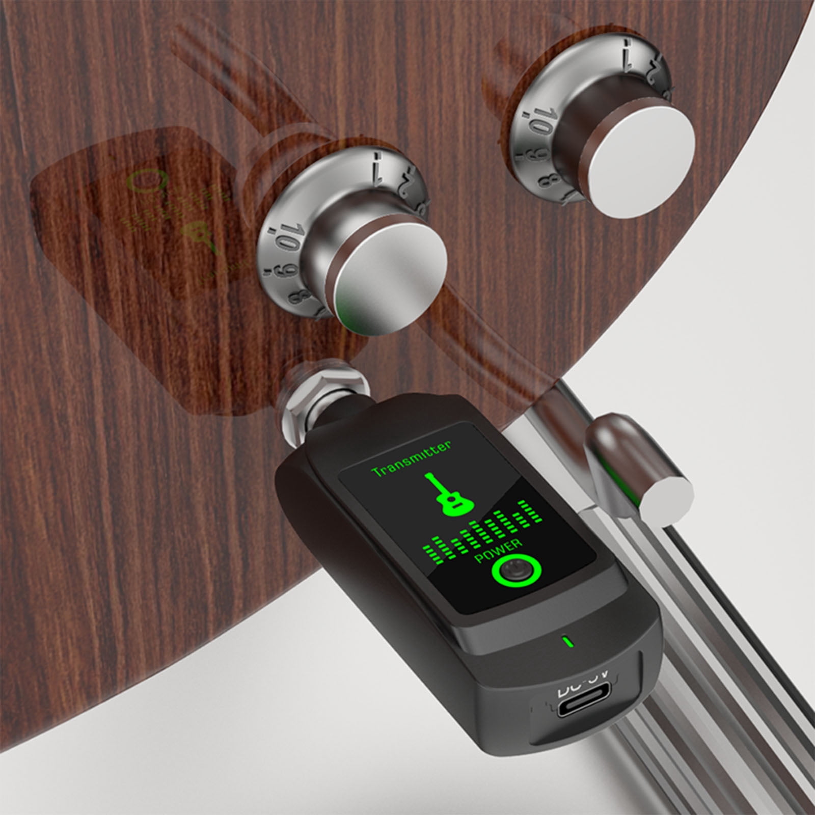 HUISZJ Mini Wireless Guitar System, 50M Range Rechargeable Audio Transmitter & Receiver, Electric Guitar & Bass Accessory