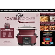 Ninja 10-in-1 Foodi Possible 8.5 Qt Multi-Cooker, Slow Cook, Dutch Oven, Steamer, Triple Heat Fusion, Glass Lid & Integrated Spoon, MC1000WM Cherry Tarte