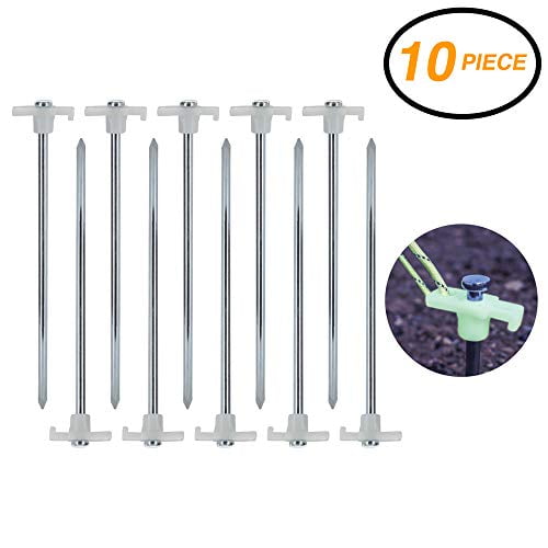 10PC Pop Up Tent 10'' Heavy Duty Nail Head Solid Galvanized Non-Rust Stakes Pegs 