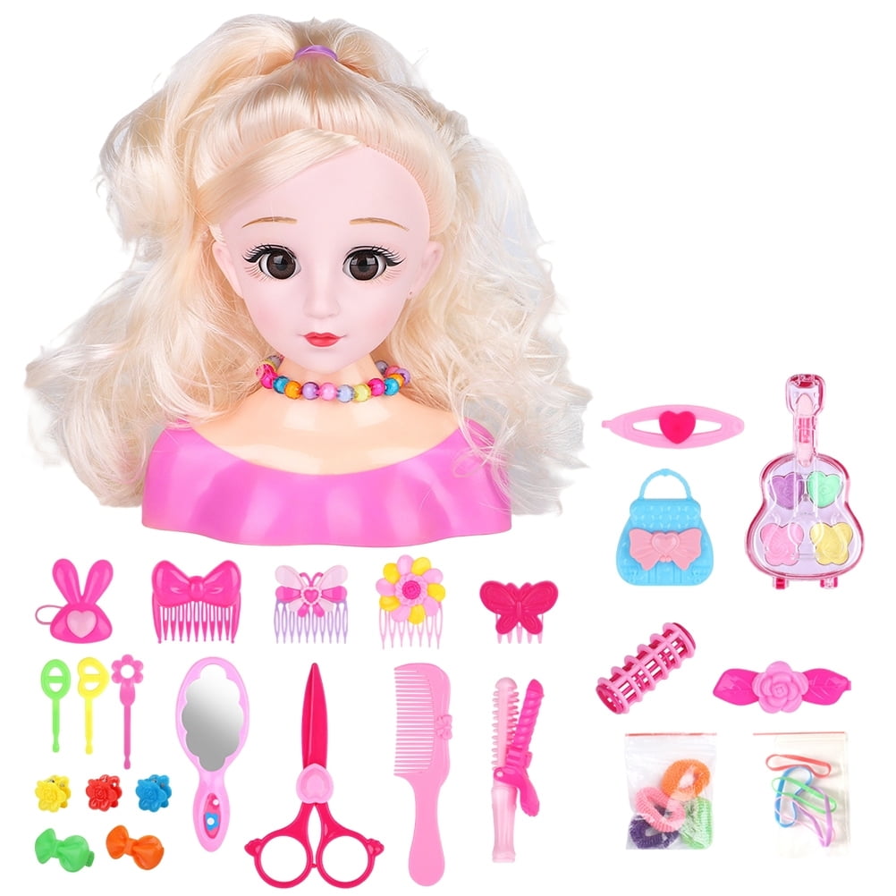Girls Toy Doll Styling Clips Head With Accessories Comb Head Hair And Makeup 