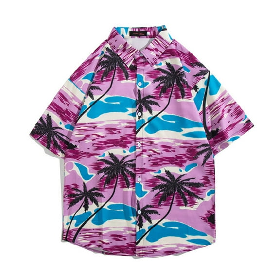 Fznquz Mens Hawaiian Shirts Big and Tall Short Sleeve Casual Shirt Button Down Summer Tropical Mens Clothes
