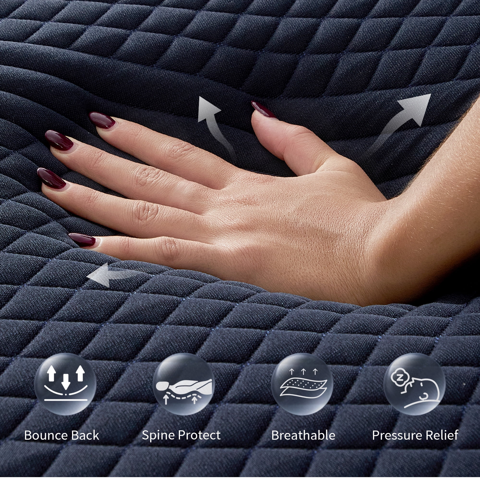 Wellynap 14" King Size with 3 Foam Layers, Gel-Infused Memory Foam Bed Mattress, Medium Firmness, Breathable and Washable, 100 Trials, Furniture Ergonomic