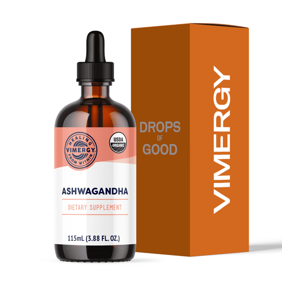 VIMERGY USDA Organic Ashwagandha Liquid Extract, 57 Servings