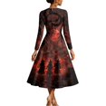 thumbnail image 5 of Halloween Dresses for Women, Long Sleeve V-Neck Halloween Midi Dress Graphic Printed A-Line Fancy Dress Witch Costume Outfit for Party Carnival, 5 of 5