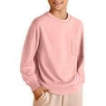 thumbnail image 2 of Ulanda Girls Long Sleeve Shirts Kids Crewneck Soft Tunic Tops Basic Casual T-Shirts 5-14 Years with Pocket (Pink, 6-7 Years), 2 of 4