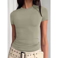 thumbnail image 4 of Women'S Casual Basic Going Out Crop Tops Slim Fit Short Sleeve Crew Neck Tight T Shirts Short Sleeve No.117 S, 4 of 8