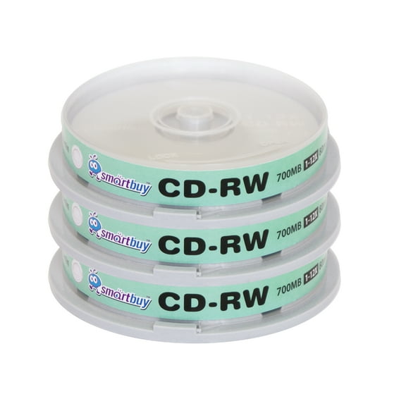 30 Pack Smartbuy CD-RW 1-12X 700MB/80Min High Speed Logo Rewritable Blank Data Media Disc