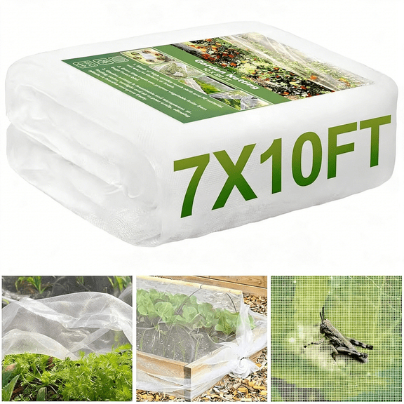 Garden Mesh Netting 2-Pack 7x10 FT White – Ultra Fine Pest Barrier & Plant Cover, Insect Bird Deer Squirrel Protection for Raised Beds, Greenhouse, Trees