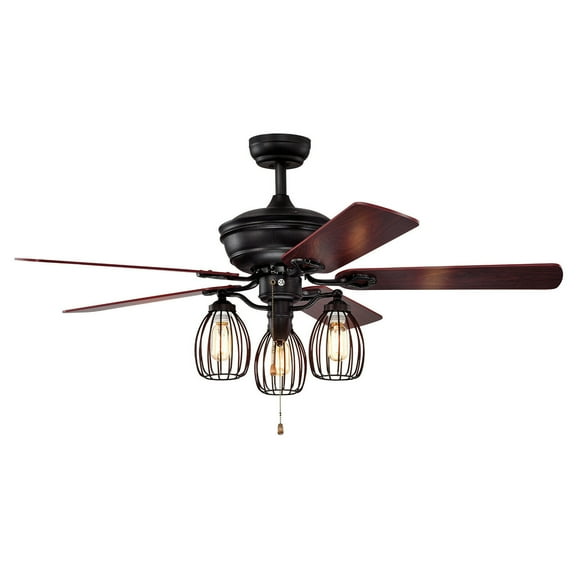 Gymax 52'' Ceiling Fan w/ Lights 5 Reversible Blades 3 Lights Retro Ceiling Fan