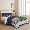 thumbnail image 5 of Quilts King Size Bedding Set, Navy Blue Gnomes Christmas Lightweight Quilted Comforter, Xmas Tree Elk Snowflake Balls Soft Reversible Bedspread Coverlet with Pillow Covers for All Season, 96" x 106", 5 of 9