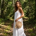 thumbnail image 4 of Btomtd Crochet Flower Crossbody Bags for Women, Small Handmade Shoulder Bag with Pearl Tassel, Travel Purse, Khaki, 4 of 7