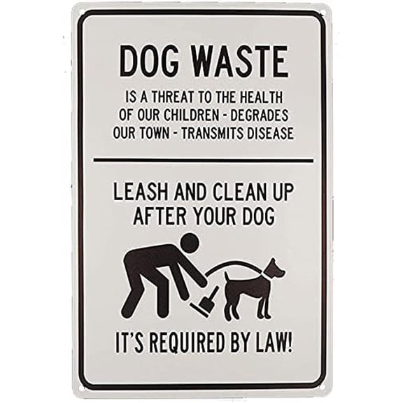 Street Sign Warning Plaque Dog Waste Leash and Clean Up After Your Dog Metal Tin Sign Wall Art Decor Safety Warning Signs for Outdoor & Indoor Office Sign 8 X 12 Inch