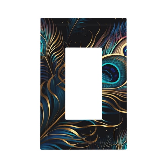 Peacock Feathers Peafowl Single Gang Wall Plate 1 Gang Decorative Electrical Outlet Light Switch Cover Switchplate