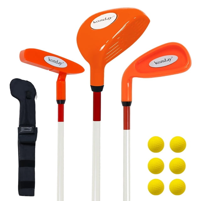 Juego de palos de golf para niños Konday, juego de golf para niños de 3 a 7 años con bolsa
