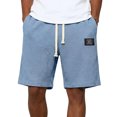 thumbnail image 3 of Mens Swim Trunks Men's Casual Waffle Weave Drawstring Shorts Textured Comfortable Crop Pants with Elastic Waist Pockets Summer Lounge Daily Beach Shorts for Home Vacation Light Blue 2XL, 3 of 7