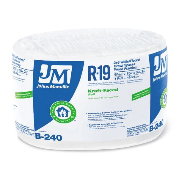 1PCJohns Manville 90003719 KraftFaced R19 Fiberglass Insulation Roll
