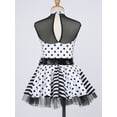 thumbnail image 5 of Aislor Kids Girls Sleeveless Polka Dots Print Mesh Sequins Bowknot Waist Ballet Dance Tutu Dress White 6, 5 of 7