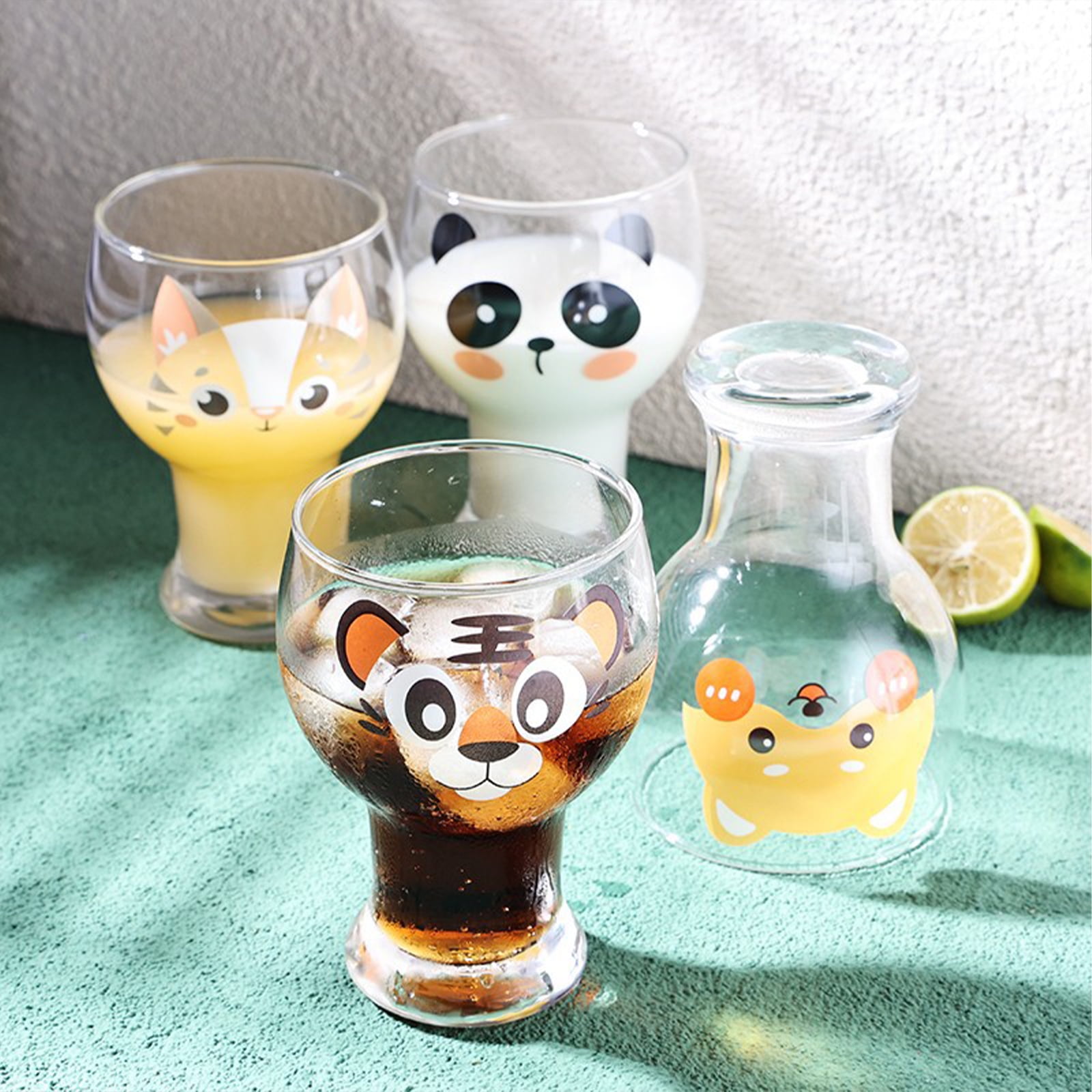 JINYOUJIA-Cute Animal Glass Mugs, Double Layer Wall, Heat Resistance Cup,  Milk, Coffee, Tea, Juice, Valentine's Day Gift