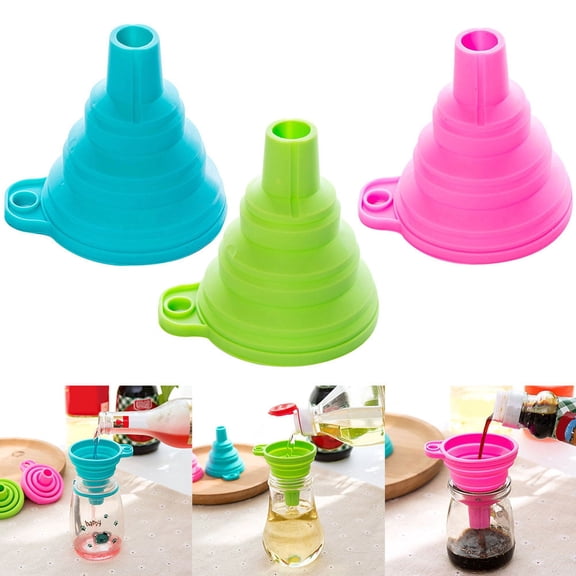 DISEN 2Pcs Silicone Folding Funnel Collapsible Kitchen Liquid Oil Dispensing Tool